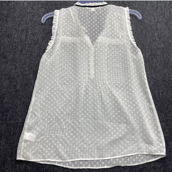 Vintage DANIEL RAINN - Sleeveless Pink Swiss Dot Sheer Boho Top with Ribbon Tie - Picture 3 of 10